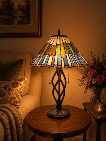 XXL Tiffany stijl tafellamp LUMINOUS MOSAIC lamp met 2