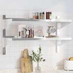 vidaXL Wandschap 2-laags 100x40x60 cm roestvrijstaal, Verzenden, Nieuw