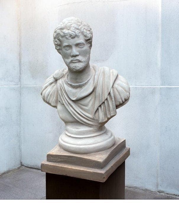 Sculpture, Busto imperatore romano Adriano - 44 cm - Pierre, Antiquités & Art, Curiosités & Brocante
