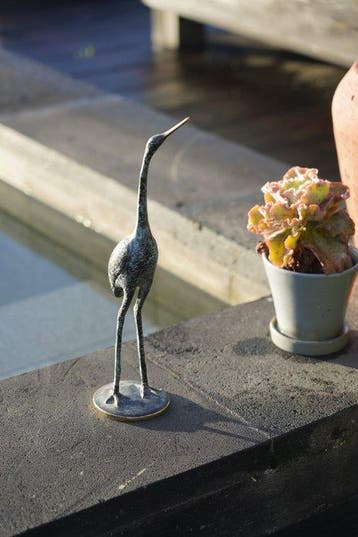 sculptuur, NO RESERVE PRICE - Patinated Crane Bird Sculpture