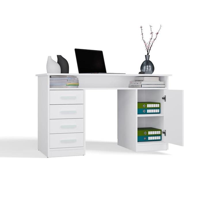 Bureau ADA Wit 125 cm 4 lades wit (Kantoor), Huis en Inrichting, Bureaus, Nieuw, Verzenden