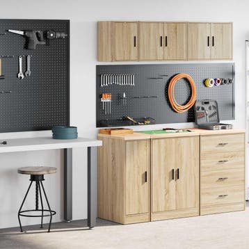vidaXL Garagekasten 2 st Spaanplaat Sonoma eikenkleurig, Verzenden