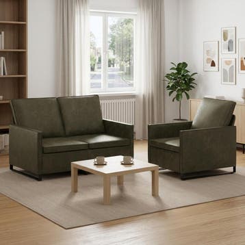 vidaXL bank / zetelstel 2 pcs Leger Groen Kunstsuède stof, Verzenden, Nieuw