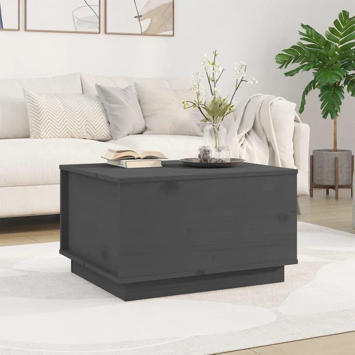 vidaXL Salontafel 60x50x35 cm massief grenenhout grijs, Huis en Inrichting, Tafels | Salontafels, Nieuw, Verzenden