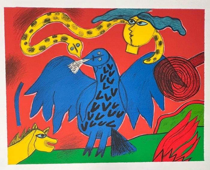 Corneille (1922-2010) - Lithographie Mémoire de Bali, 1993, Antiquités & Art, Antiquités | Autres Antiquités