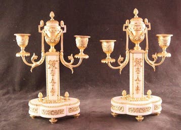 Paar antieke Lodewijk XVI-stijl kandelaars - Candélabre (2), Antiek en Kunst