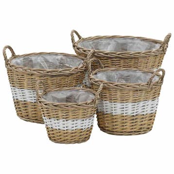 vidaXL Plantenbakken verhoogd 4 st wicker met PE-voering, Verzenden