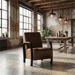 Leren fauteuil Glory - Vintage Brown (bruin), Huis en Inrichting, Fauteuils, Nieuw, Ophalen of Verzenden, 50 tot 75 cm, Industrieel, Modern