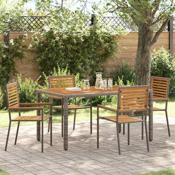 vidaXL Tuin stapelstoelen 4 st Bruin en Grijs, Tuin en Terras, Verzenden, Nieuw