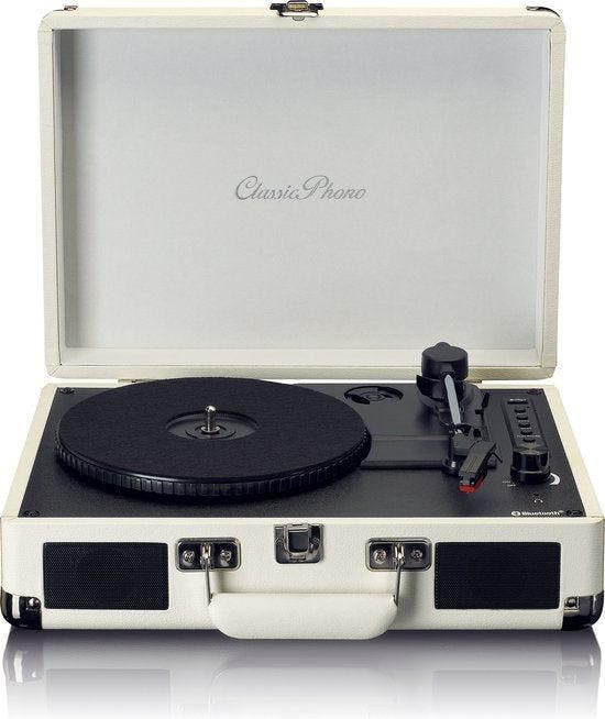 Platenspeler - Bluetooth - Met speakers - Retro - Creme - Le, Audio, Tv en Foto, Platenspelers, Nieuw, Verzenden