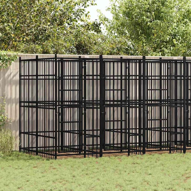 vidaXL Hondenkennel 11,06 m² staal, Dieren en Toebehoren, Hondenbenches, Nieuw, Verzenden