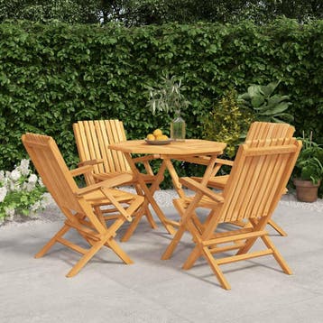 vidaXL 5-delige Tuinset massief teakhout, Verzenden, Nieuw, Tuinset