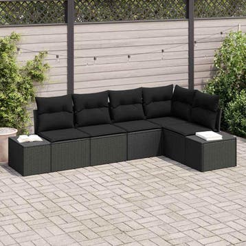vidaXL Tuinbank Set met opslag 5 pcs Zwart poly rattan, Tuin en Terras, Tuinsets en Loungesets, Verzenden, Nieuw