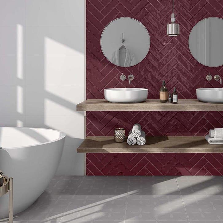 Wandtegel Valence May Grana Rood Glans 6,5x20 (Muurtegels), Doe-het-zelf en Bouw, Tegels, Minder dan 20 cm, 20 tot 40 cm, 10 m² of meer