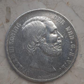 Nederland. Willem III. 2 1/2 Gulden 1874 (Zonder