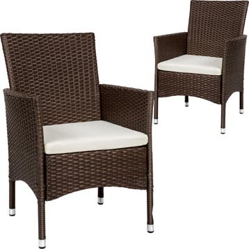 2 Wicker tuinstoelen met 4 kussenhoezen - bruin / beige, Tuin en Terras, Tuinsets en Loungesets, Verzenden, Nieuw