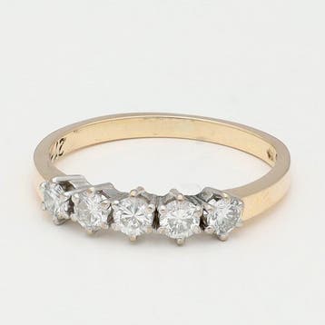 Bague - 14 carats Or jaune Diamant (Naturelle), Nieuw