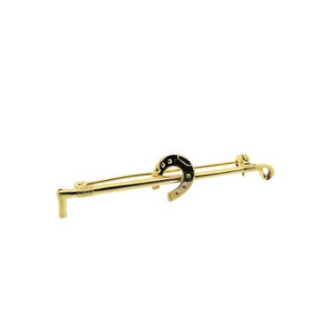 Gouden broche van een hoefijzer, Ophalen of Verzenden, Gebruikt, Goud, Goud
