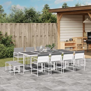 vidaXL 13-delige Tuinset met kussens textileen wit, Tuin en Terras, Verzenden, Nieuw, Tuinset