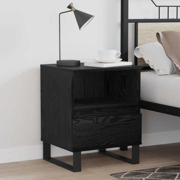 vidaXL Bedkast Zwart Eiken 40 x 35 x 50 cm Bewerkt hout, Verzenden