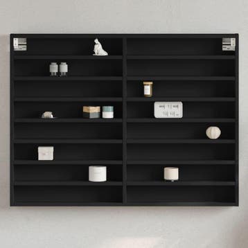 vidaXL Vitrinekast 100x8,5x75 cm bewerkt hout zwart, Verzenden, Nieuw