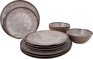 2dekans | Bo-Camp - Servies - Halo - 12 Stuks - Beige, Ophalen of Verzenden, Nieuw