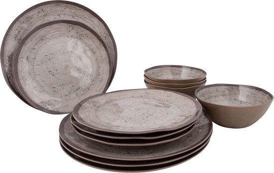 2dekans | Bo-Camp - Servies - Halo - 12 Stuks - Beige, Huis en Inrichting, Keuken | Servies, Ophalen of Verzenden