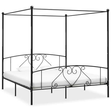 vidaXL Hemelbedframe metaal zwart 180x200 cm, Verzenden, Nieuw