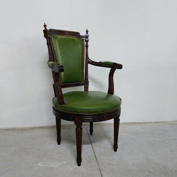 Manifattura Italiana - Fauteuil - Draaistoel - Leder, Hout -