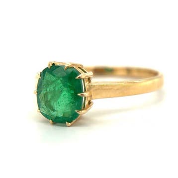 Ring - 14 karaat Geel goud - 1.45ct. tw. Smaragd, Nieuw