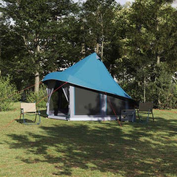 vidaXL Tipi Tent met dak met opslag Blauw 404 x 370 x 270 cm, Verzenden