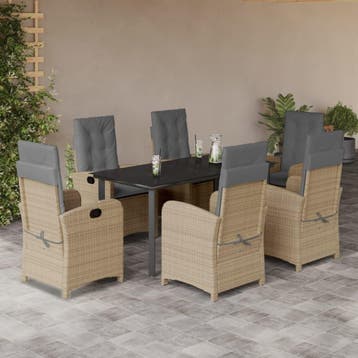 vidaXL 7-delige Tuinset met kussens poly rattan gemengd, Verzenden, Nieuw, Tuinset