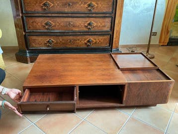 Armoire - Noyer - Table de bar basse avec rangement et