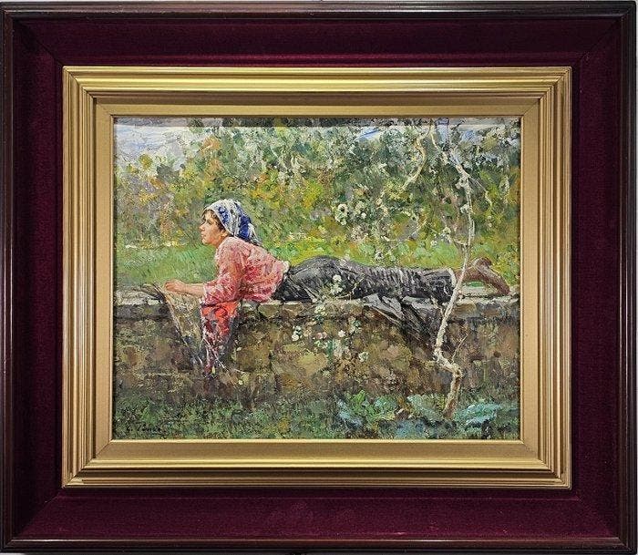 Panza Giovanni (1894 - 1989) - Contadinella, Antiquités & Art, Art | Peinture | Classique