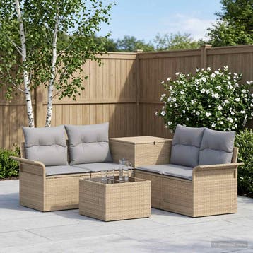 vidaXL Bankstel 6 st 4-Aantal zitplaatsen Beige en, Tuin en Terras, Verzenden, Nieuw