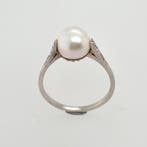 Bague - 18 carats Or blanc Perle - Diamant, Nieuw