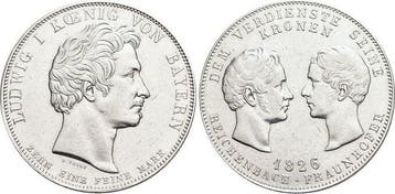 Geschichtstaler, daalder 1826 Bayern Ludwig I 1825-1848, Verzenden, België