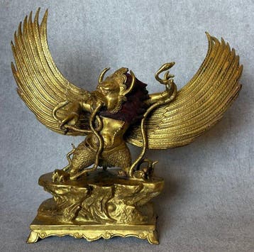 Beeld, Garuda 30 cm - 30 cm - Verguld brons