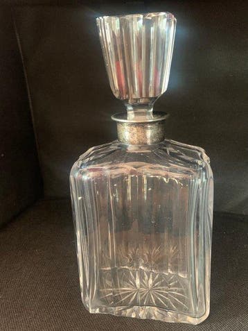Fles - Kristal, Zilver - Cristal-925,zilver, Antiek en Kunst