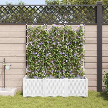 vidaXL Plantenbak 3 st Wit 120 x 40 x 142 cm PP, Tuin en Terras, Verzenden, Nieuw
