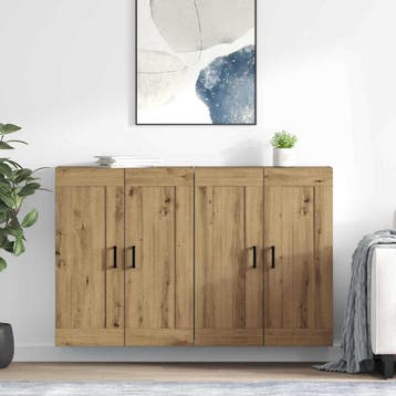 vidaXL Wandkast 2 st Artisan Eiken 69,5 x 34 x 90 cm Bewerkt, Huis en Inrichting, Verzenden, Nieuw