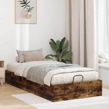 vidaXL Ottoman Bedframe met opslag Gerookte Eik 203 x 90 x, Verzenden, Nieuw