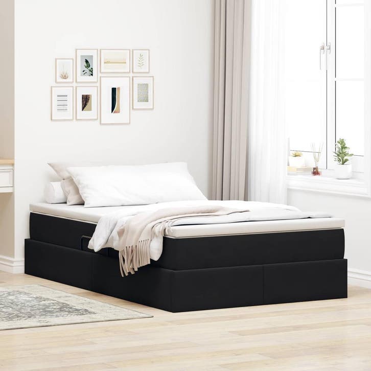 vidaXL Opbergbed met matras met matras Zwart 120 x 190 cm, Huis en Inrichting, Slaapkamer | Bedden, Nieuw, Verzenden