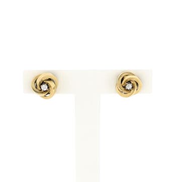 Gouden oorstekers met diamant (Oorbellen), Handtassen en Accessoires, Oorbellen, Gebruikt, Ophalen of Verzenden, Met edelsteen