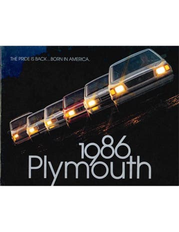 1986 PLYMOUTH PROGRAMMA BROCHURE ENGELS (USA), Ophalen of Verzenden, Nieuw