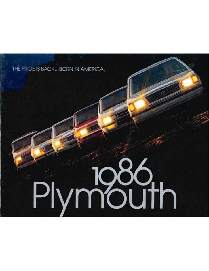 1986 PLYMOUTH PROGRAMMA BROCHURE ENGELS (USA), Boeken, Auto's | Folders en Tijdschriften, Ophalen of Verzenden
