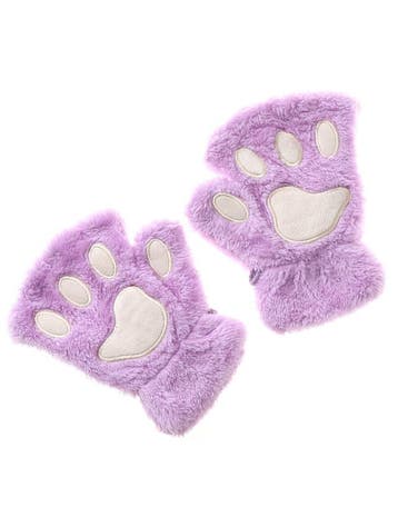 KIMU® Dierenpoot Vingerloze Handschoenen Lila Pluche Vingerl, Ophalen of Verzenden, Nieuw