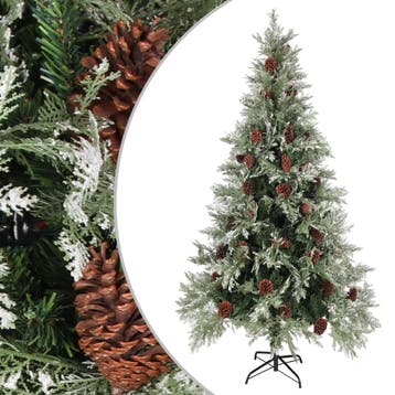 vidaXL Kerstboom met dennenappels 225 cm PVC en PE groen en, Diversen, Kerst, Verzenden, Nieuw