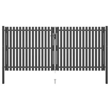 vidaXL Tuinpoort staal 400x150 cm antraciet, Tuin en Terras, Verzenden, Nieuw