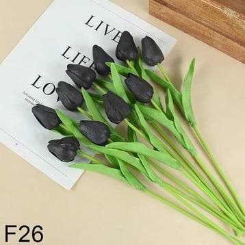 Tulpen antraciet grijs real touch foam 33 cm bundel ca. 10, Huis en Inrichting, Woonaccessoires | Kunstplanten en Kunstbloemen